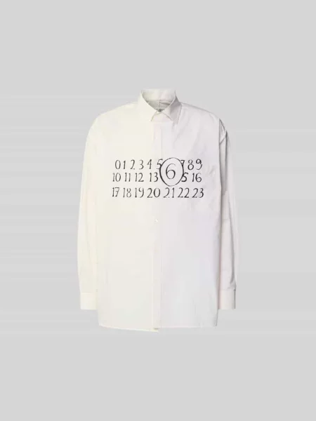 Koszula casualowa o kroju relaxed fit z brustaszą Mm6 Maison Margiela biała