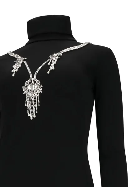 Rochie cu guler înalt Des Phemmes de cristal negru