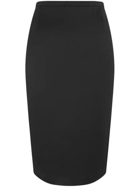 Fustă tip creion Saint Laurent din satin până la genunchi negru