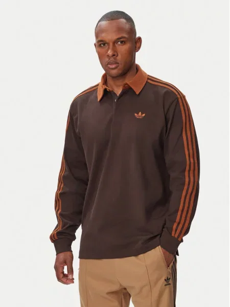 Majica z dolgimi rokavi Adidas s črtami rjava