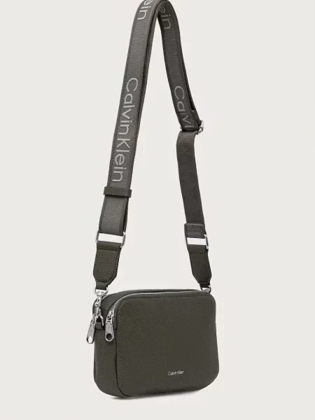 Geantă Calvin Klein Webbing 2X Strap Camera Bag închis verde
