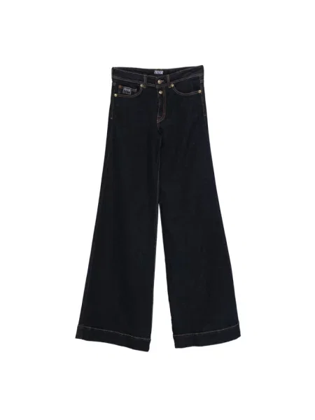 Versace Jeans Couture Jeansy Granatowy Wide Leg niebieskie