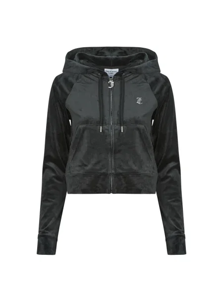 Hanorac cu glugă Juicy Couture din velur clasic negru