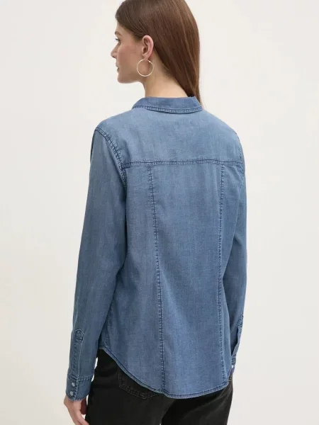 Guess koszula jeansowa regular z kołnierzykiem klasycznym niebieski