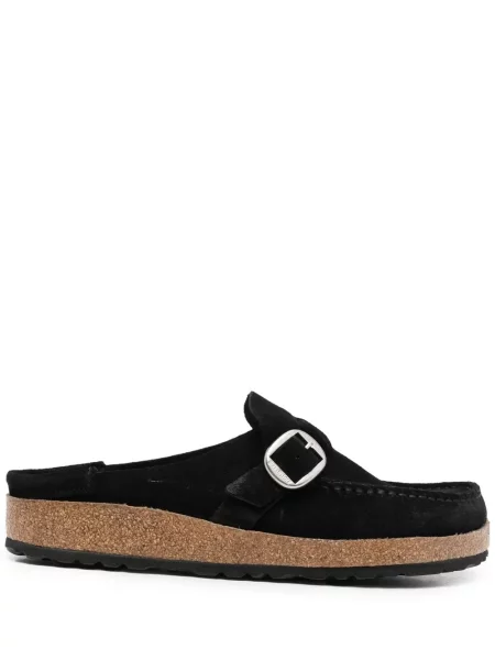 Papuci tip mules Birkenstock din piele de căprioară negru