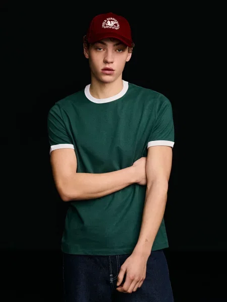 Bershka Tricou gri alb