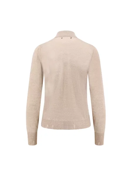 Lniany sweter z golfem Golden Goose beżowy