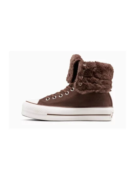 Converse Chuck Taylor All Star Fold-Over Lift Platform XHi Faux Fur Kobiety Buty sportowe Converse Size: 5 brązowy