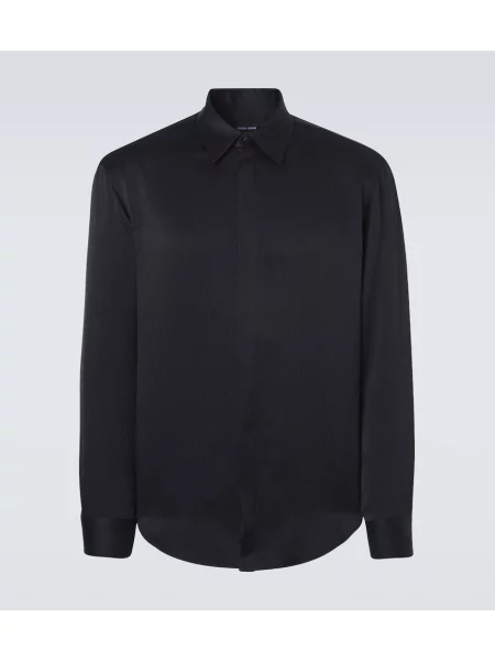 Cămașă Giorgio Armani de mătase negru