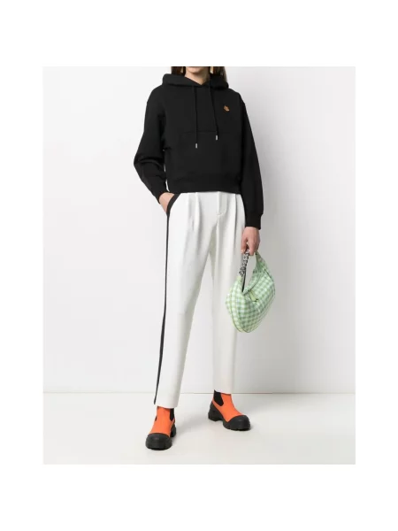 Bluza z kapturem Kenzo w tygrysie prążki z logo czarna