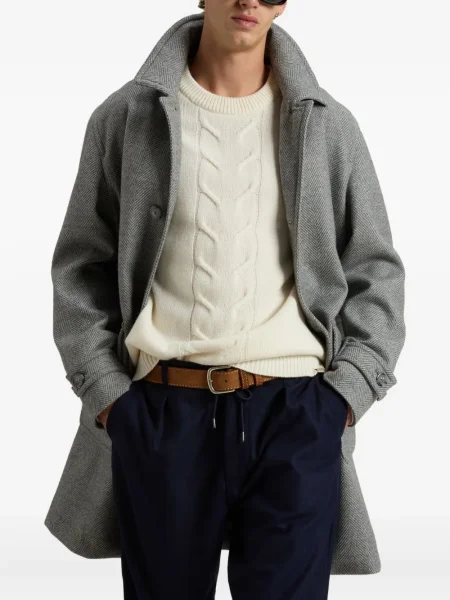 Palton Woolrich cu model herringbone gri