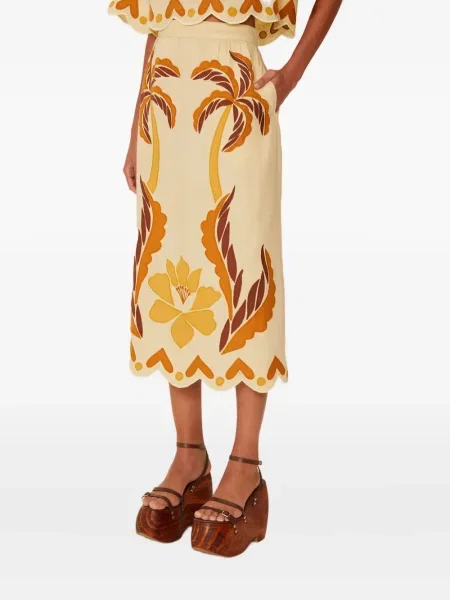 Fustă midi Farm Rio cu model floral până la genunchi