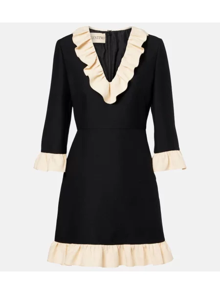Rochie Valentino cu volane din crep negru