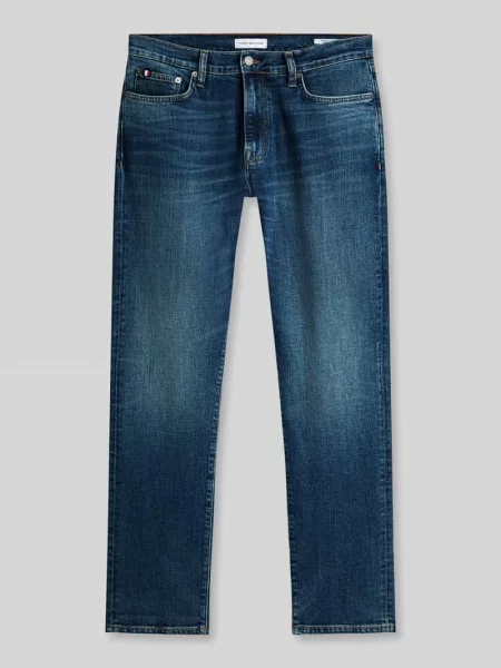 Jeansy o kroju straight fit z mieszanki bawełny model DENTON SLIM STRAIGHT JONE' Tommy Hilfiger niebieskie