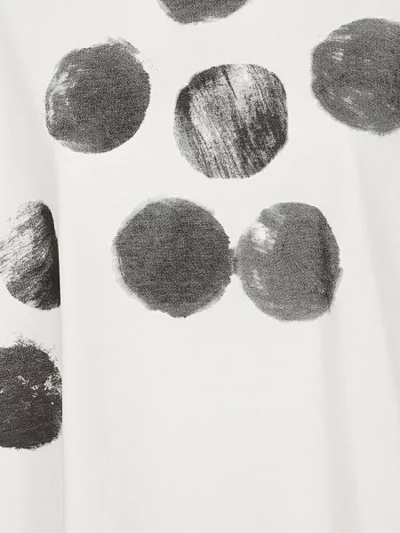 Tricou Moyuru cu buline cu imagine alb