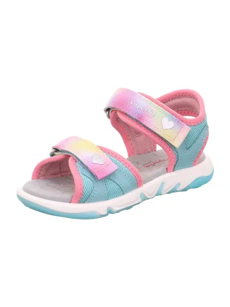 SUPERFIT Sandale PEBBLES turcoaz roz / roz deschis galben