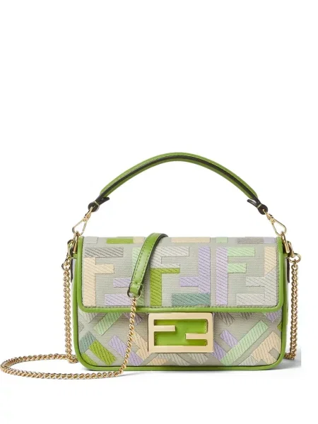 Mini geantă tip baghetă Fendi Baguette mini verde