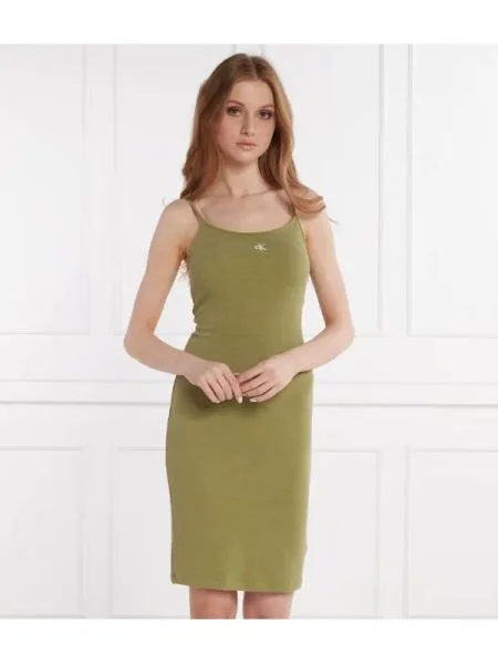 CALVIN KLEIN JEANS Rochie SLUB RIB kaki