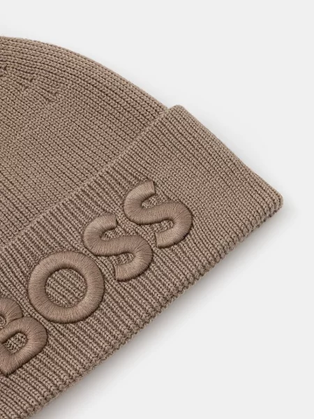 Шерстяная шапка Boss Orange черная