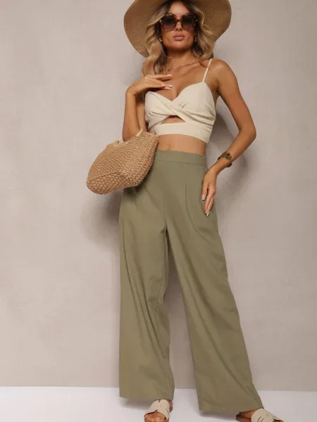 Pantaloni largi cu in cu in talie Airelttis verzi