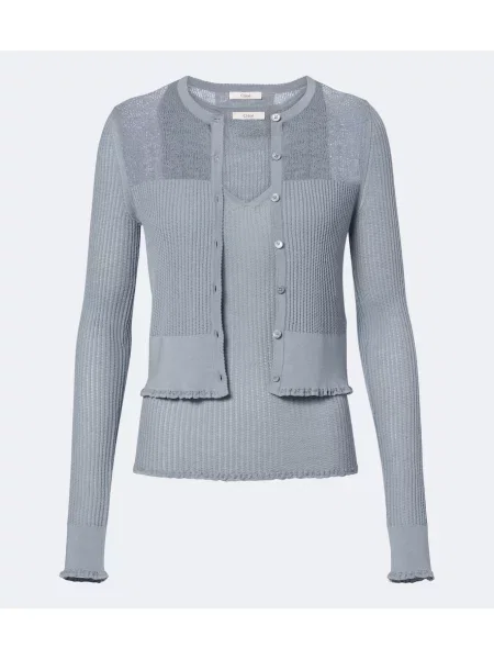 Top Chloé de lână albastru