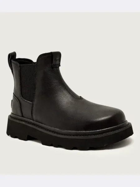 UGG bőr bokacsizma Chelsea Lug Leather fekete