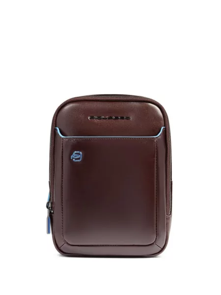 Geantă crossbody Piquadro cu autograf maro