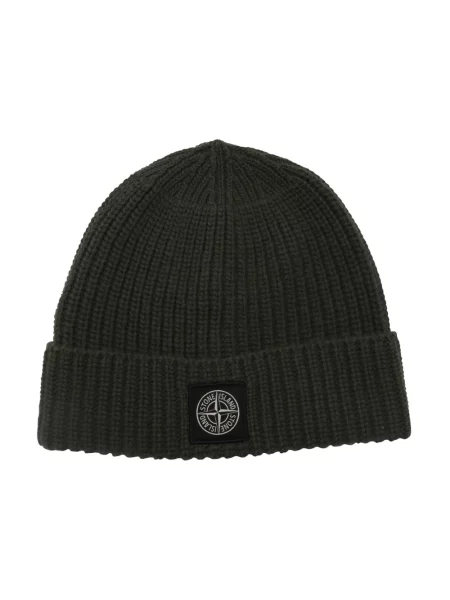 Czapka Stone Island wełniana z kamieniami czarna