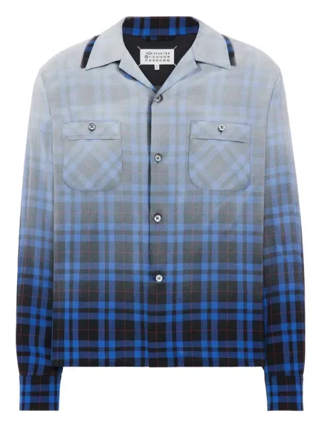 Kostkovaná dlouhá košile Maison Margiela modrá