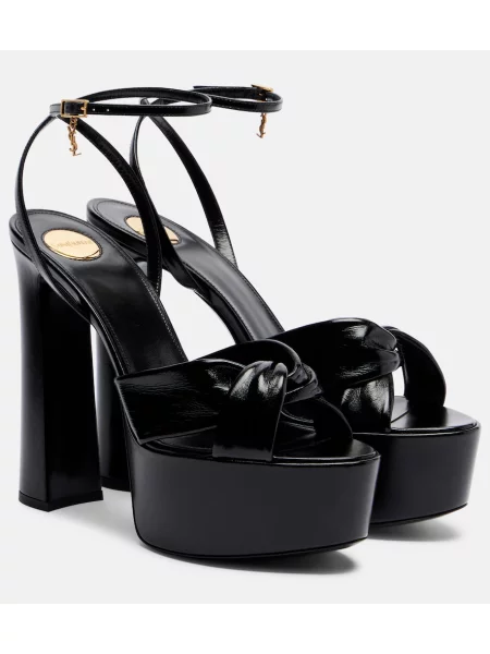Sandale Saint Laurent din piele cu platformă negru