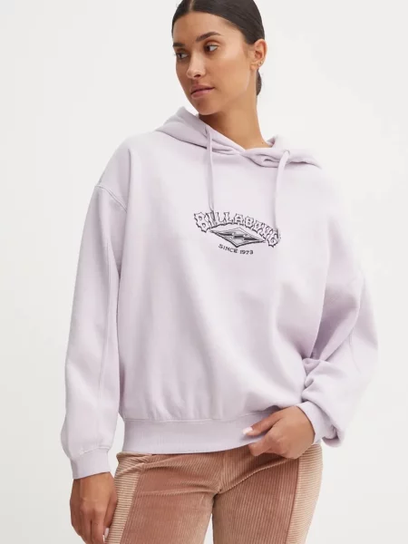 Суичър с качулка Billabong с качулка с принт виолетово