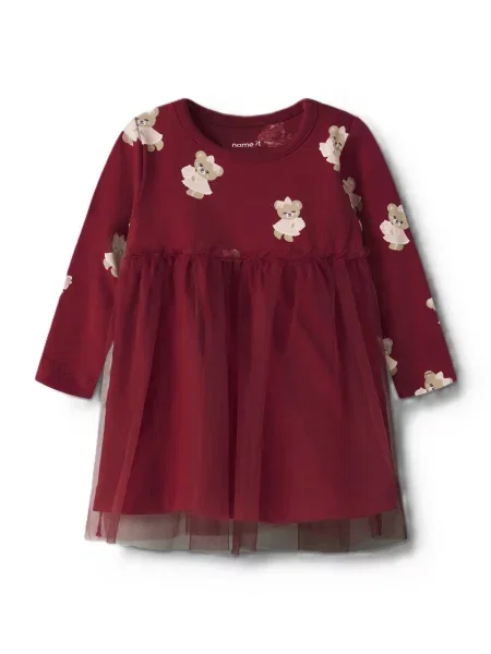 NAME IT Rochie NBFRatia / roz / roșu bej