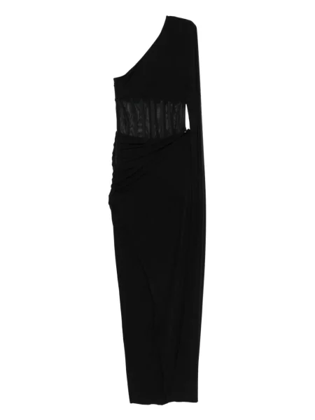 Rochie maxi Nissa transparente cu un umăr gol de costum negru