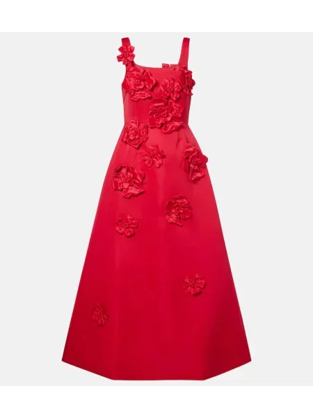 Rochie maxi Leo Lin cu model floral de costum roșu