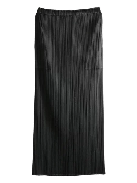 Fusta plisata Pleats Please Issey Miyake plisată până la genunchi negru
