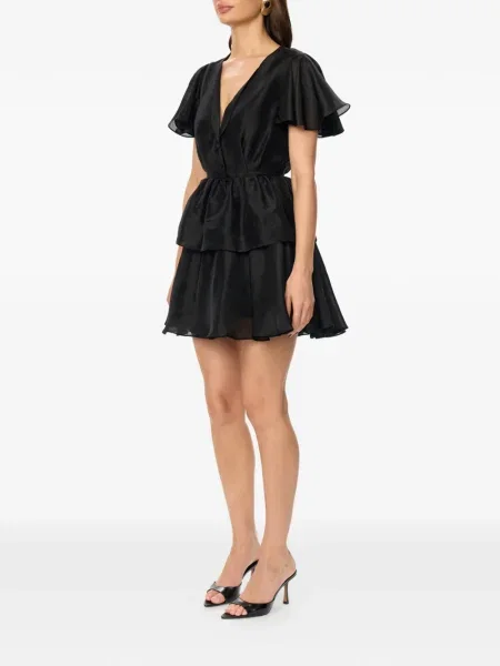Rochie mini Post Meridiem cu volane de costum negru