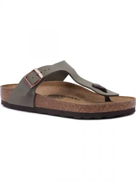 Șlapi Birkenstock din piele kaki