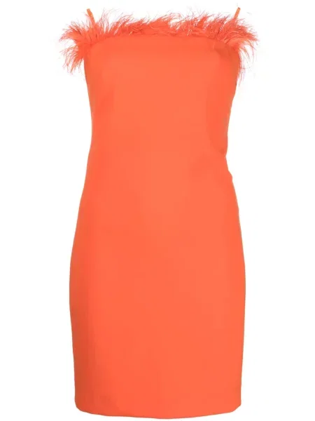 Rochie mini Patrizia Pepe cu pene de costum portocaliu
