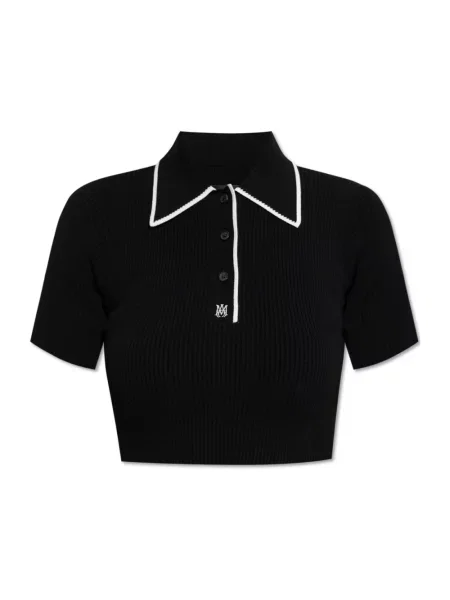 Krótka koszulka polo Amiri z logo czarna