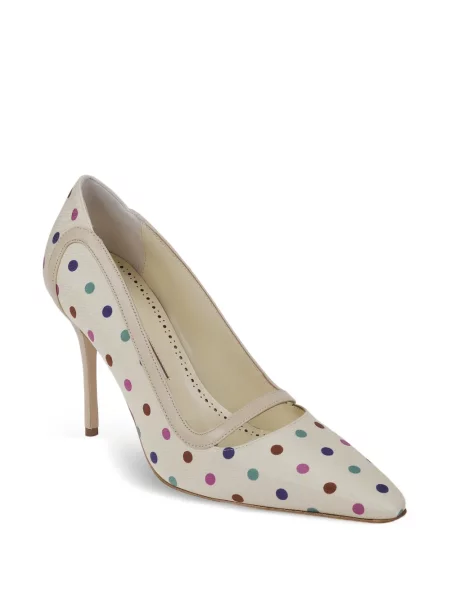 Pantofi cu toc Manolo Blahnik de mătase cu buline