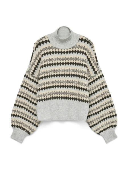 VERO MODA Pulover VMGAIVA nisipiu / gri deschis negru