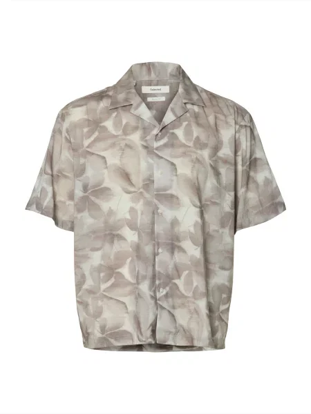 SELECTED Košile SLHAIR čokoládová / vaječné skořápky