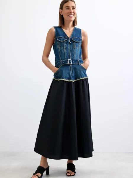 Desigual Košeľové šaty námornícka / denim modrá
