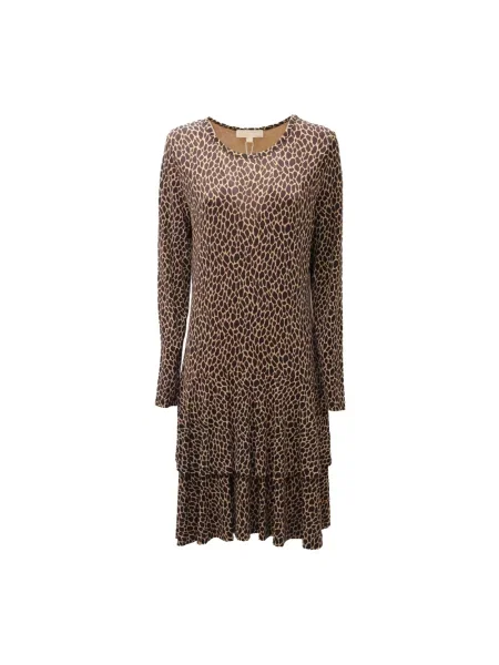 Sukienka midi Michael Kors do kolan garniturowa brązowa