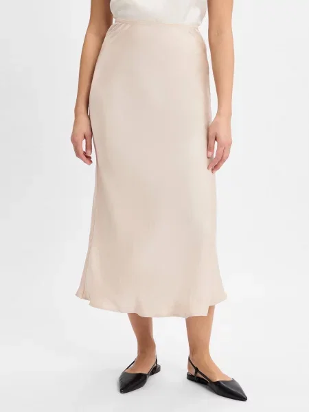 Neo Noir spódnica midi Vicky Kobiety Sztuczne włókno jednolity 38 beżowy