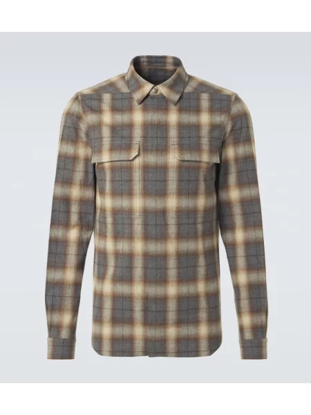 Kostkovaná košile Rick Owens šedá