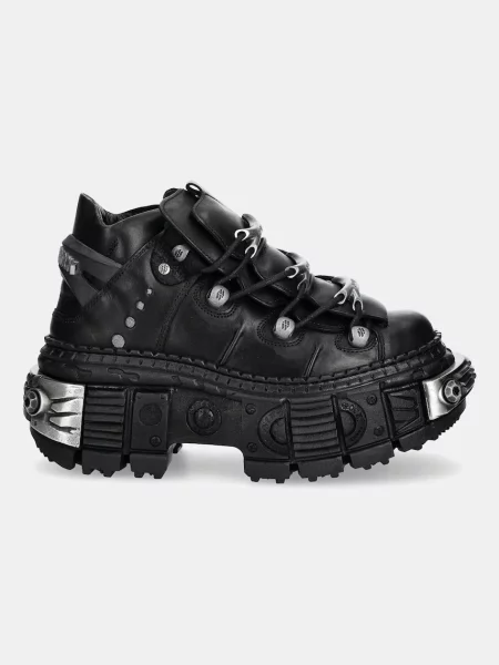 New Rock sneakers din piele Crust Negro Tank Casco Negro Power negru