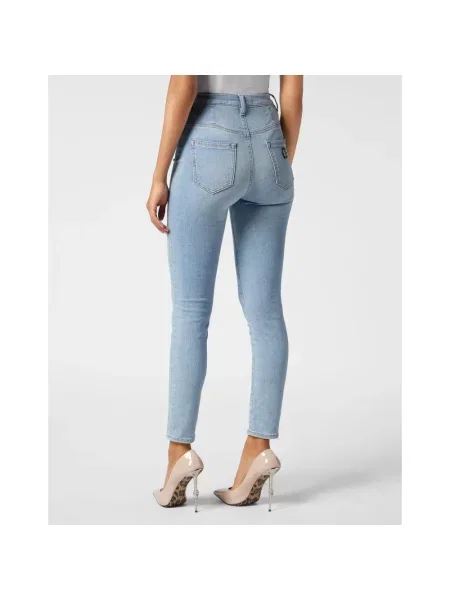 Skinny jeansy skinny Philipp Plein niebieskie