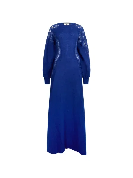 Lung rochie maxi Alberta Ferretti din dantelă albastru