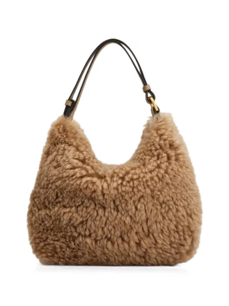 Geantă shopper Tod's cu tepi din piele de oaie maro